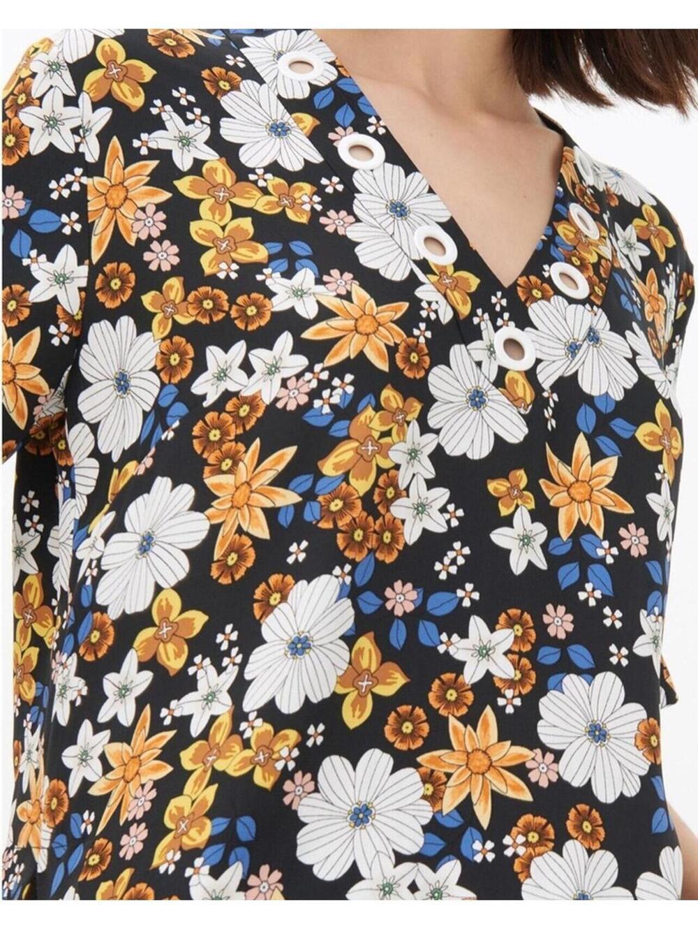 Sandro ParisFloral V-Neck Eyelet Blouse Size 1 Small - Picture 5 of 9